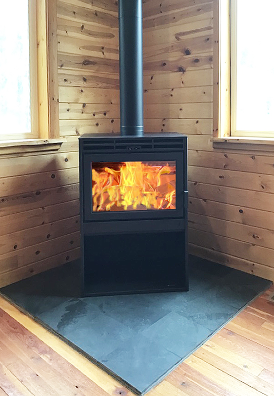 Supreme Novo 24 Wood Stove and Chimney Installed in Big Sky, Montana.