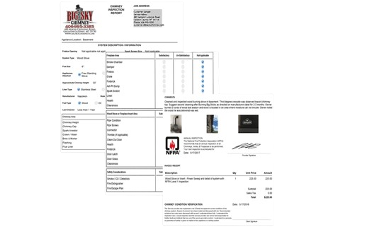 Our Chimney Inspection Reports - Big Sky Chimney